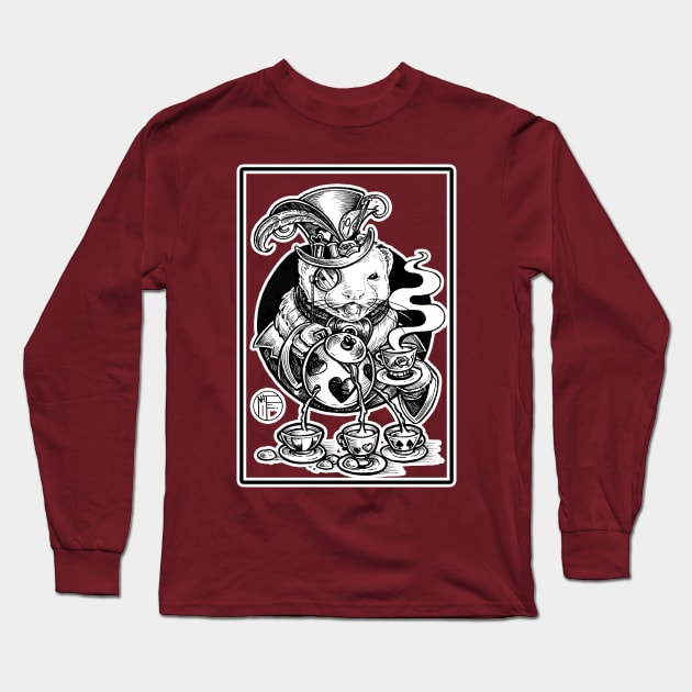 Mad Hatter Tea Party Ferret Long Sleeve T-Shirt by Nat Ewert Art